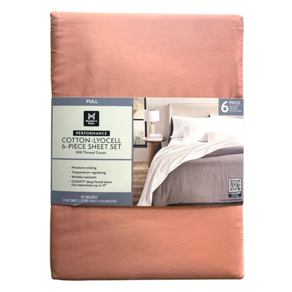 Terracotta - Member's Mark Performance Cotton-Lyocell 6-Piece Sheet Set, 500TC -